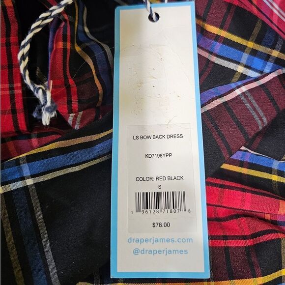 Draper James bow back dress women's small plaid NWT - Picture 8 of 8